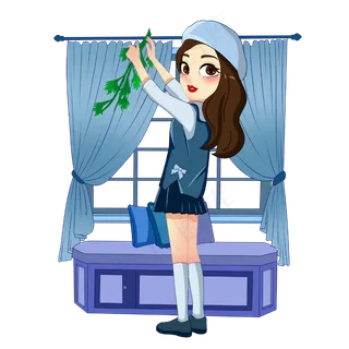 端午节挂艾草女孩 端午节挂艾草女孩