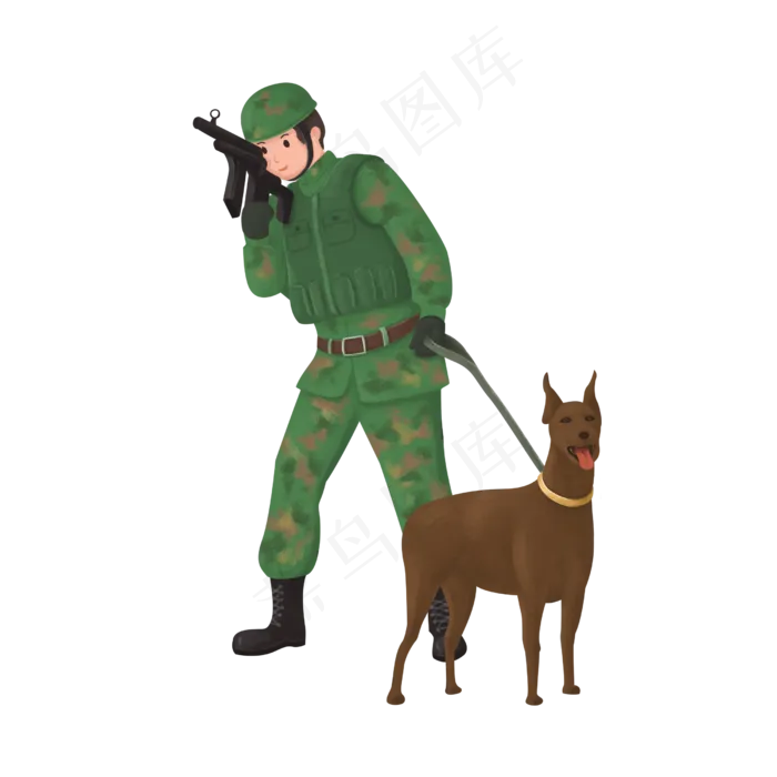 建军节军人和猎犬(2500X2500(DPI:300))psd模版下载