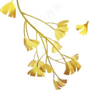 金色银杏枝条png免抠