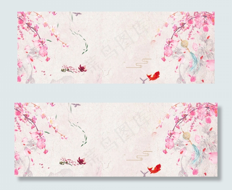 唯美古风手绘电商海报背景