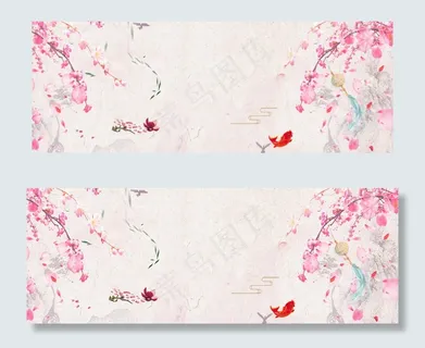 唯美古风手绘电商海报背景