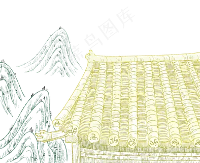 线描国画古代宫殿山石水墨,免抠元素 线描国画古代宫殿山石水墨,免抠元素