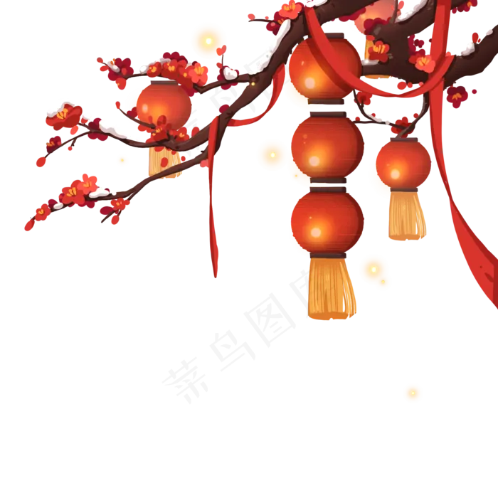 节日装饰灯笼梅花组合(2000X2000(DPI:300))psd模版下载