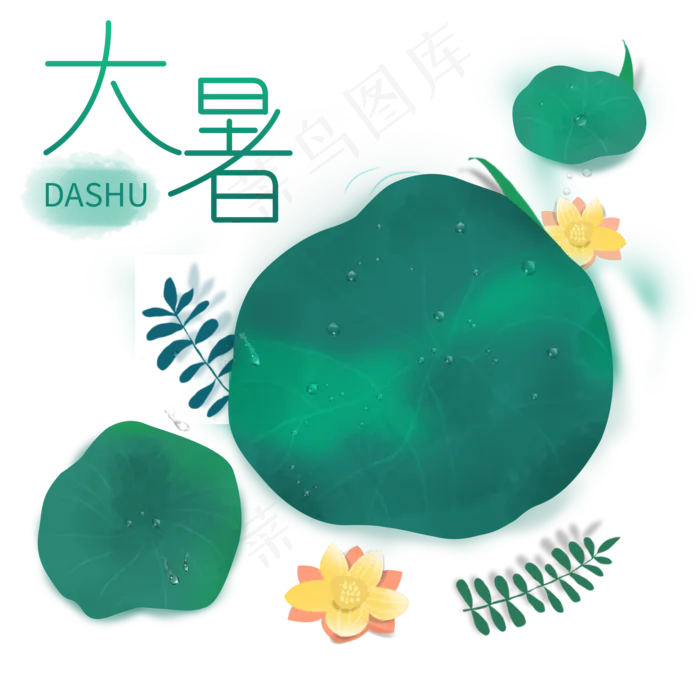 节气素材荷叶和荷花(2000X2000(DPI:300))psd模版下载