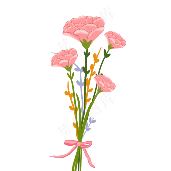 手绘花卉康乃馨矢量素材(2000X2000(DPI:300))psd模版下载