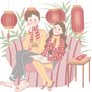 家中庆祝观看电视,免抠元素