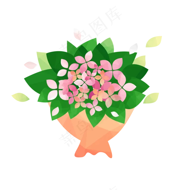 卡通粉红色节日花束(2000X2100(DPI:300))psd模版下载