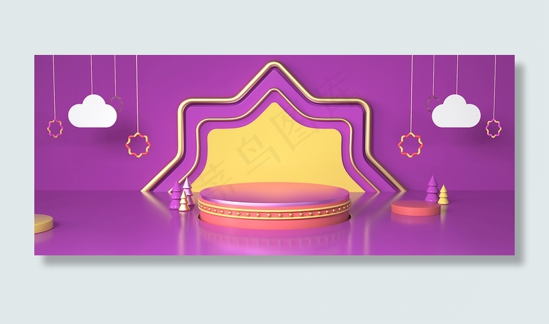 C4D紫色简约场景海报背景