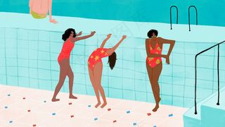 立夏夏日泳池边上的女人配图