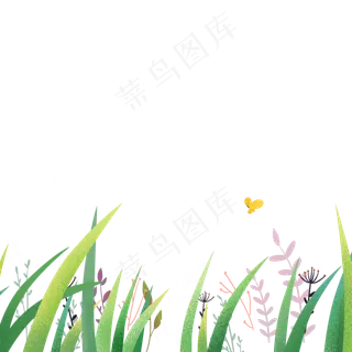 小清新花草卡通png素材,免抠元素