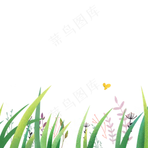小清新花草卡通png素材,免抠元素