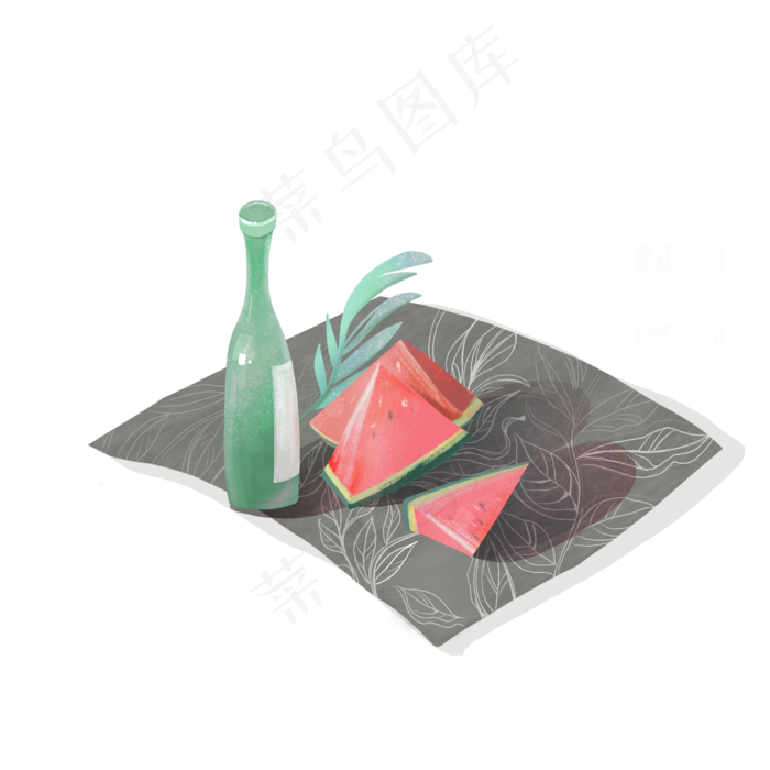餐桌美食西瓜米酒食物,免抠元素(2000X2000(DPI:300))psd模版下载