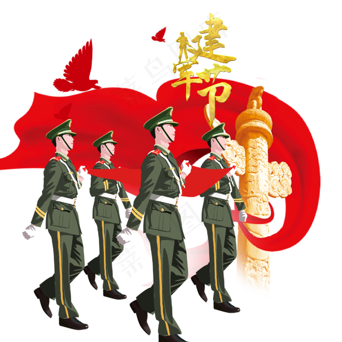八一建军节(2000X2000(DPI:299))ai矢量模版下载
