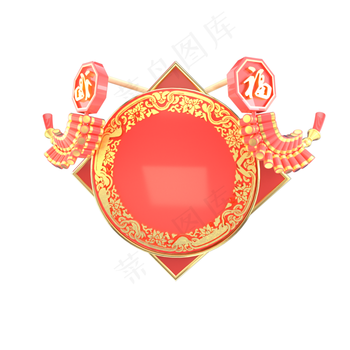 红色金色中国舞喜庆舞台,免抠元素