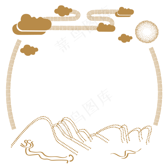 国风祥云山水边框(2000X2000(DPI:300))ai矢量模版下载