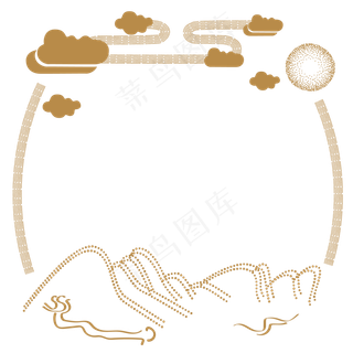 国风祥云山水边框
