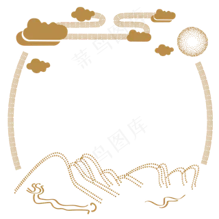 国风祥云山水边框