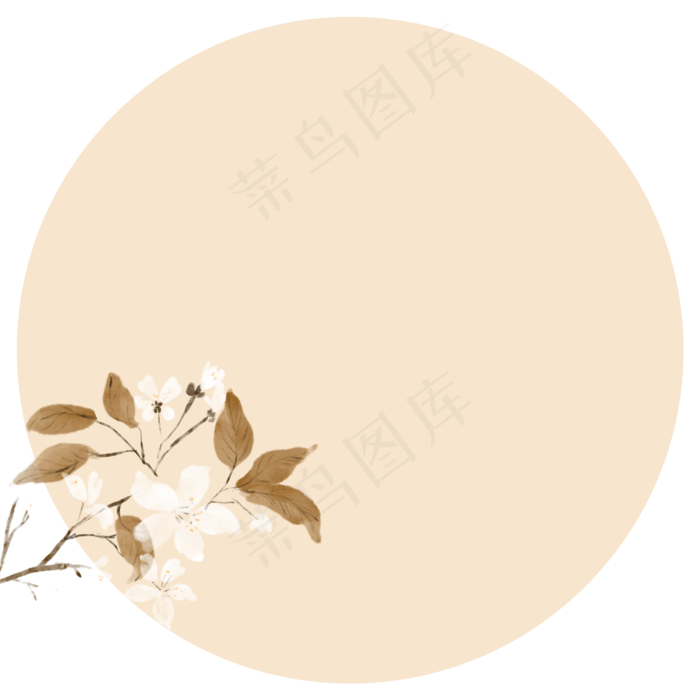 古风边框水墨花朵,免抠元素