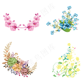 彩色角花矢量免抠图