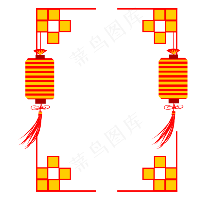 流苏灯笼方形边框边框,免抠元素(2000X2000(DPI:300))psd模版下载