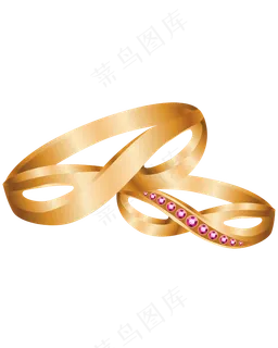 矢量手绘黄金戒指,免抠元素