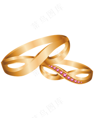 矢量手绘黄金戒指,免抠元素