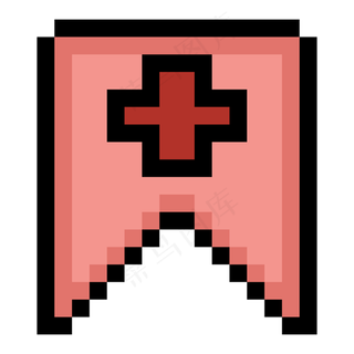 像素风格旗帜加号图标