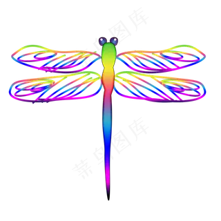 彩色蜻蜓png素材