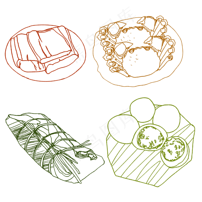 美食集合线稿(3000X3000(DPI:299))psd模版下载