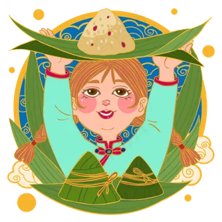 国潮风包粽子女孩