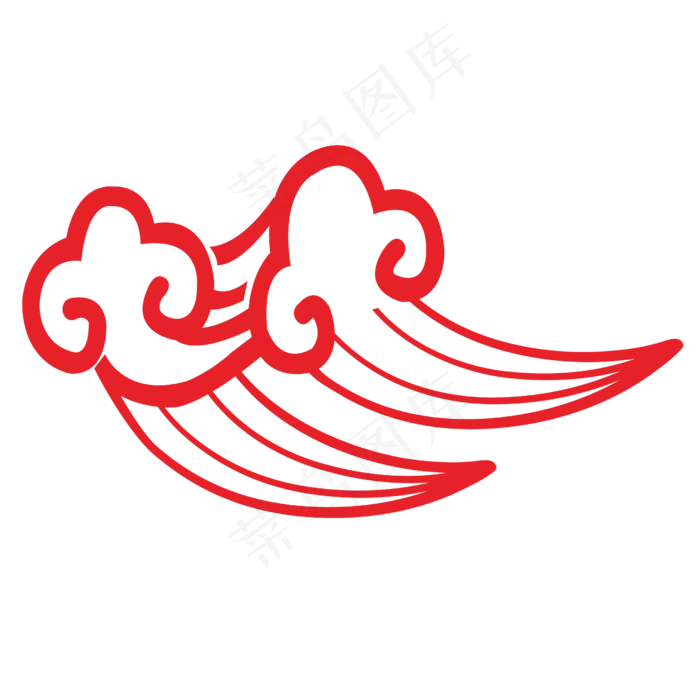 中国风红色线条祥云,免抠元素(2501X2501(DPI:299))psd模版下载