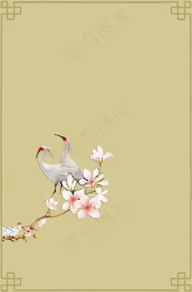 古风工笔画花叶中国风