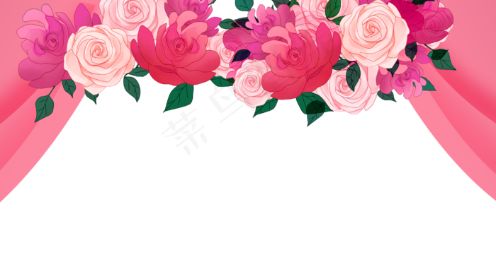 唯美玫瑰花花朵边框插画,免抠元素