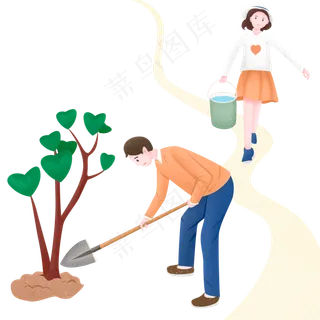 植树节植树提水的人