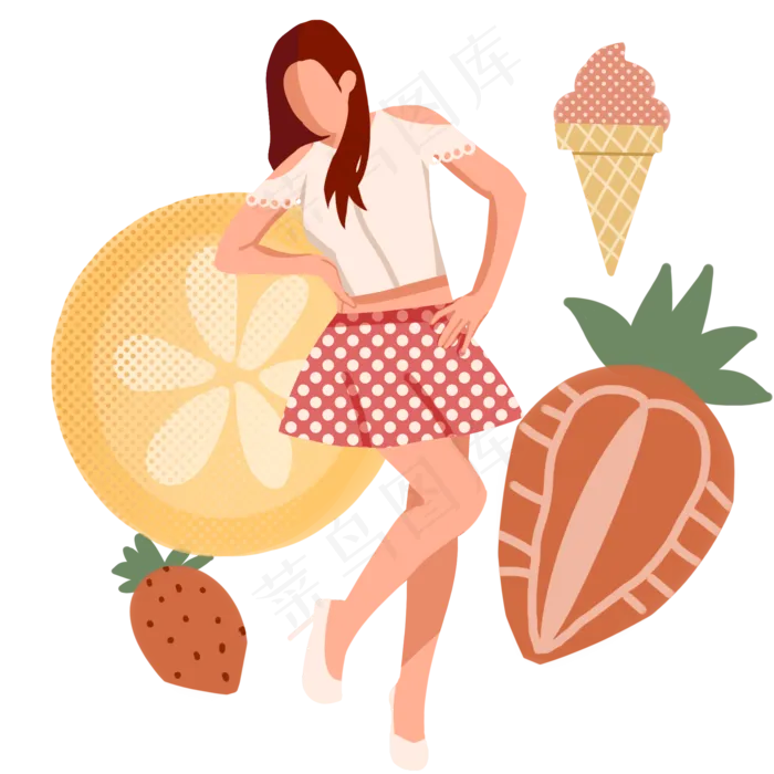 立夏草莓冰激凌女孩(2000X2000(DPI:299))psd模版下载