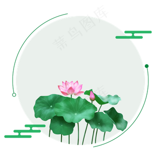 绿色中式风格圆形边框,免抠元素