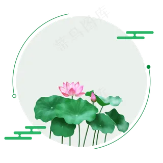 绿色中式风格圆形边框,免抠元素