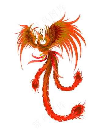 红色美丽凤凰,免抠元素