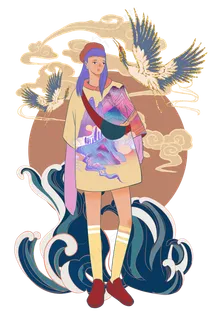 国潮时尚少女,免抠元素