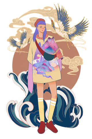 国潮时尚少女,免抠元素