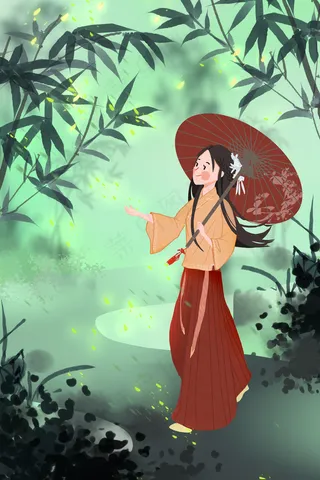 清明古风打伞女孩