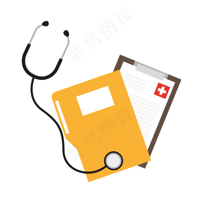 听诊器和病历本png,免抠元素