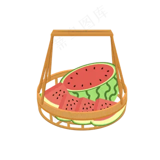 手绘矢量扁平西瓜