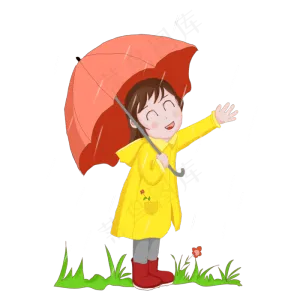 谷雨打伞的小女孩