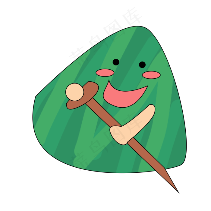 绿色端午可爱卡通手绘粽子