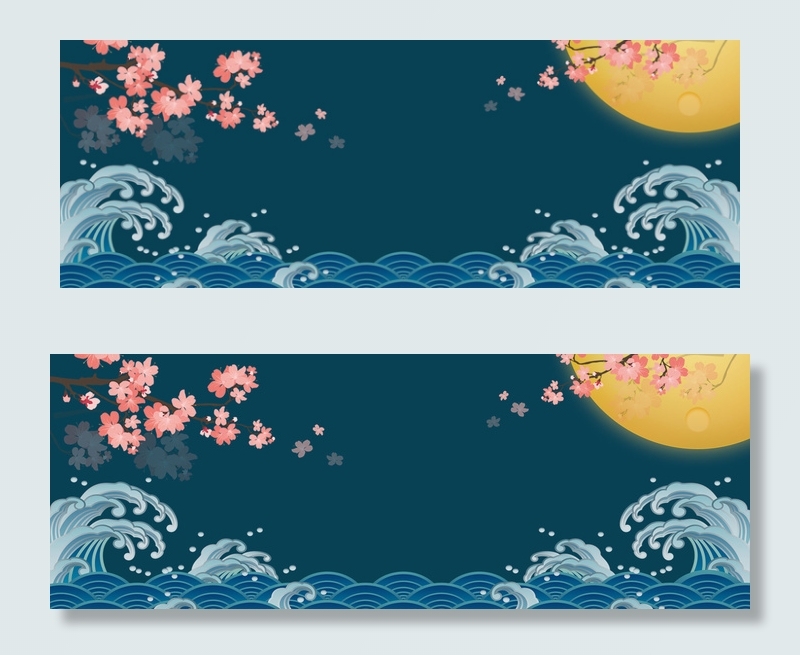 中国风复古蓝色banner(1920*700px 	       )psd模版下载