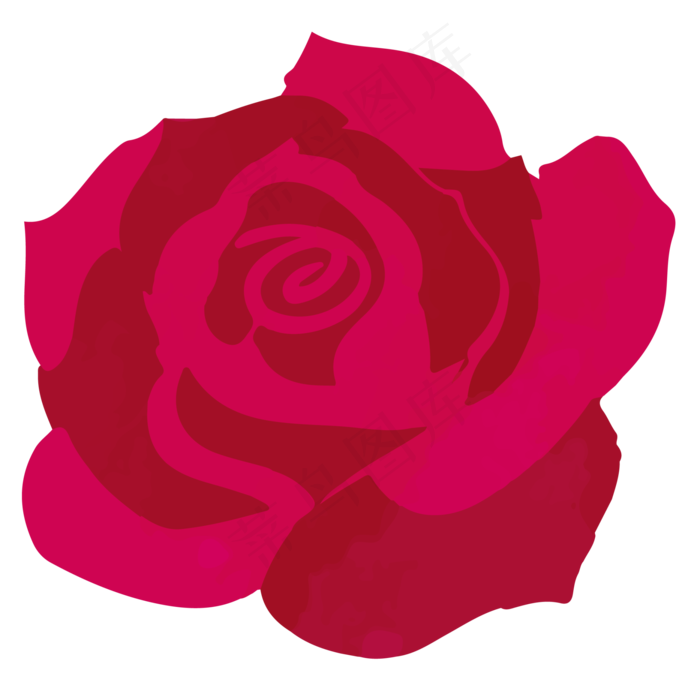玫红色卡通风格矢量花朵
