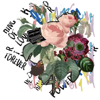 欧美唯美涂鸦街头蔷薇字母装饰PNG,免抠元素