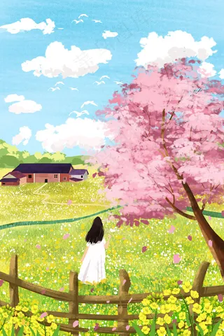 油菜花樱花风景图治愈系