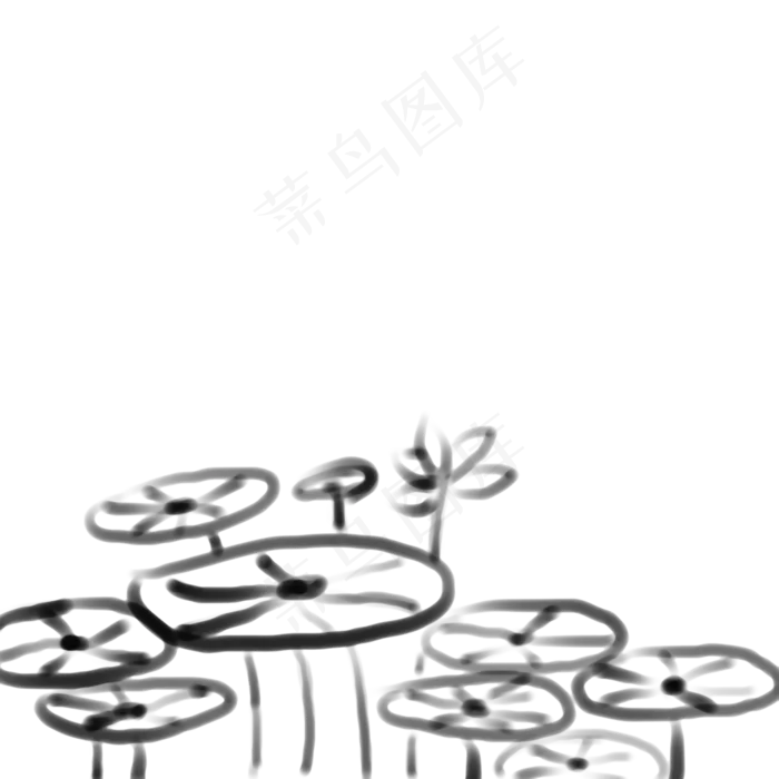 中国风水彩黑颜色线条佛教香荷花(2000X2000(DPI:72))psd模版下载